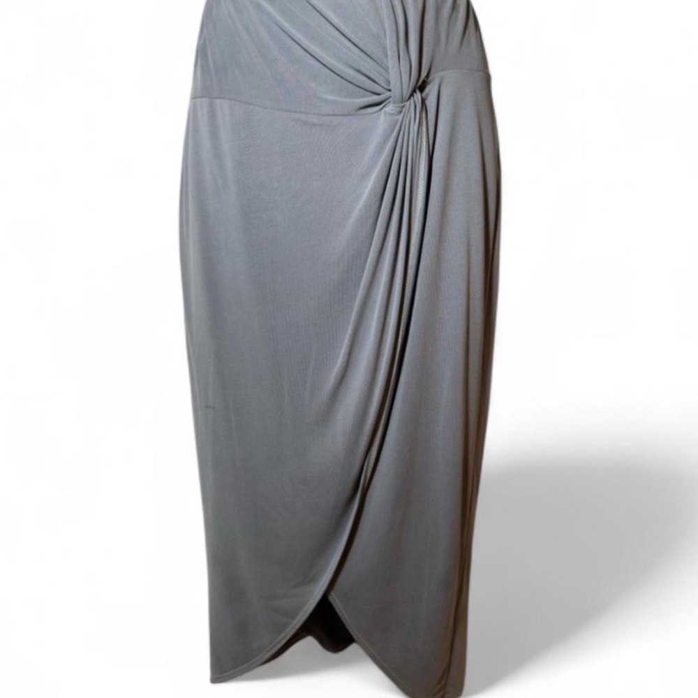Green Envelope Los Angeles Gray Twist Front Maxi Skirt S Made In USA NWT